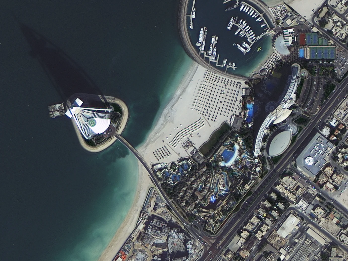 Satellite image of the Burj Al Arab and Jumeirah Beach, Dubai, captured by TripleSat