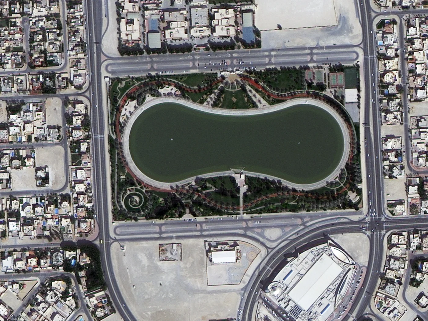 Satellite image of a park and lake in central Dubai, captured by TripleSat