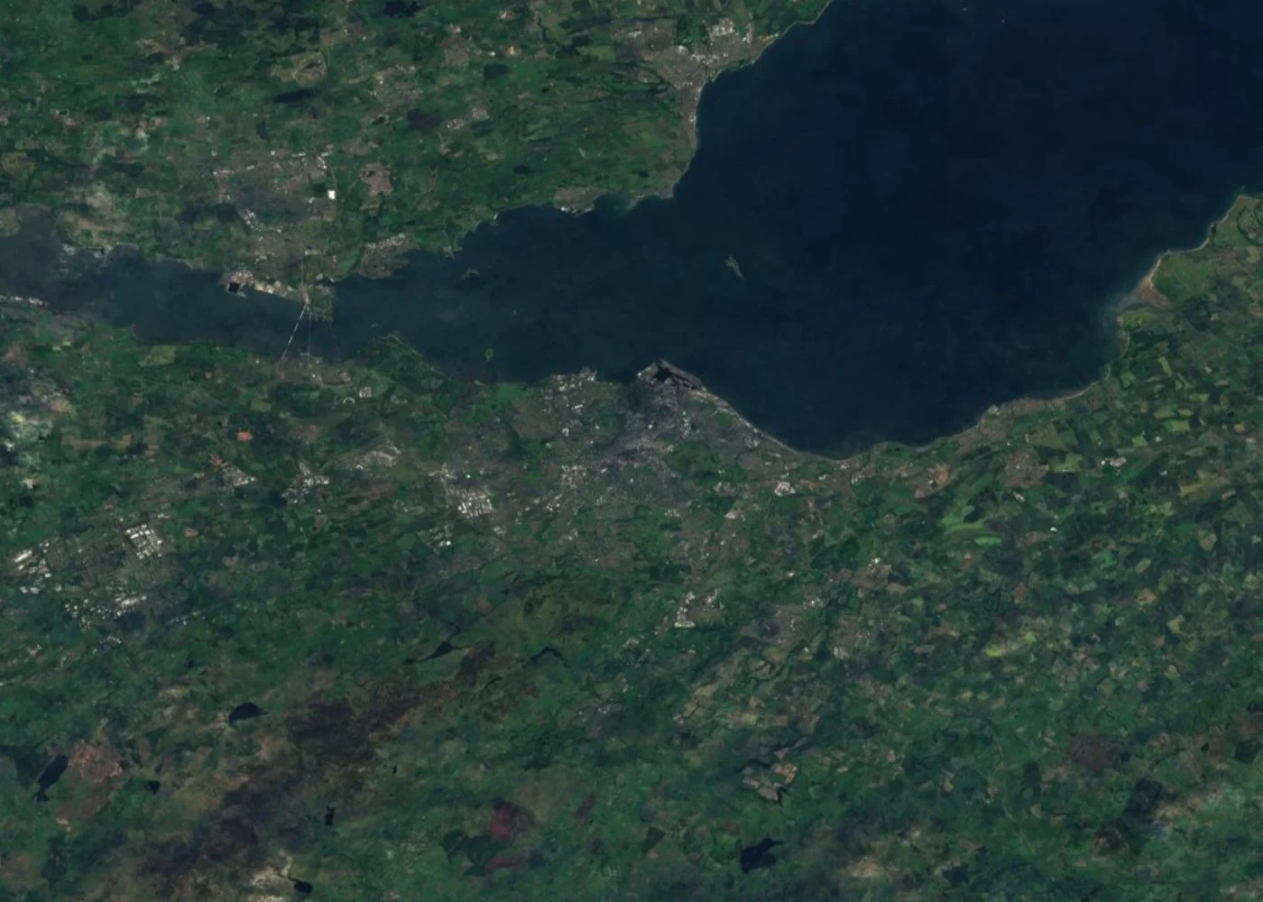 Satellite image of Edinburgh, Scotland, captured by Sentinel-2 (Copernicus)