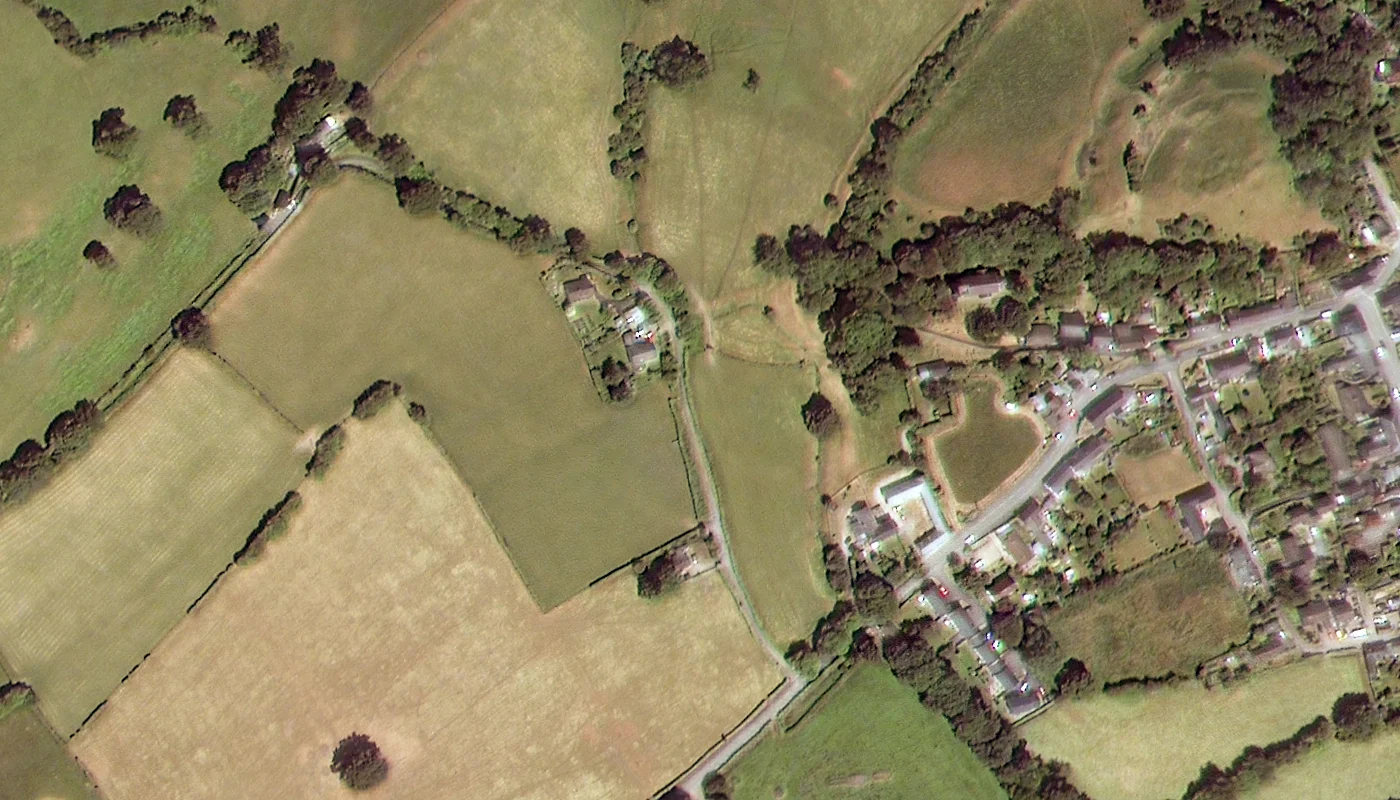 Satellite image of the village of New Radnor, Wales, near the England border, captured by SuperView-1 at 50cm resolution