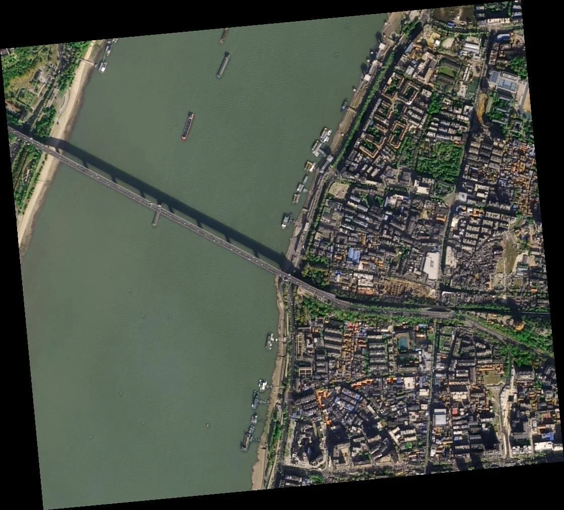 2 meter resolution GF-6 satellite image showing farmland parcels and rural villages in China