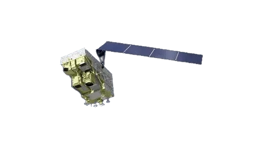 Illustration of a hyperspectral imaging satellite used for mineral and geological mapping