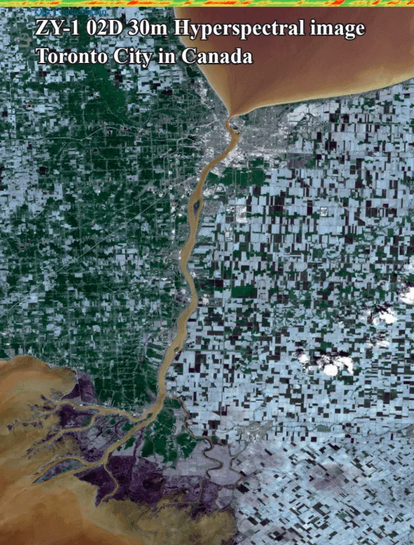 ZY-1 02D hyperspectral satellite image at 30-meter resolution over Toronto, Canada